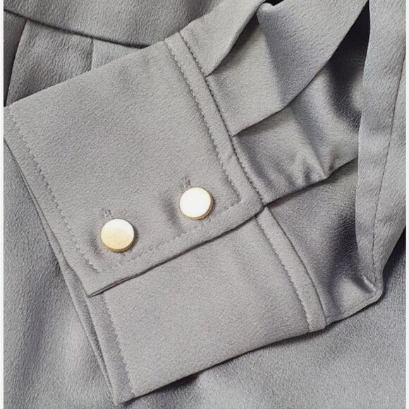 Giuliva Heritage XH&M dusky Blue Satin Crepe Long Sleeves Dress S - Picture 5 of 14